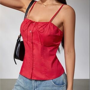 Missguided red tie top medium